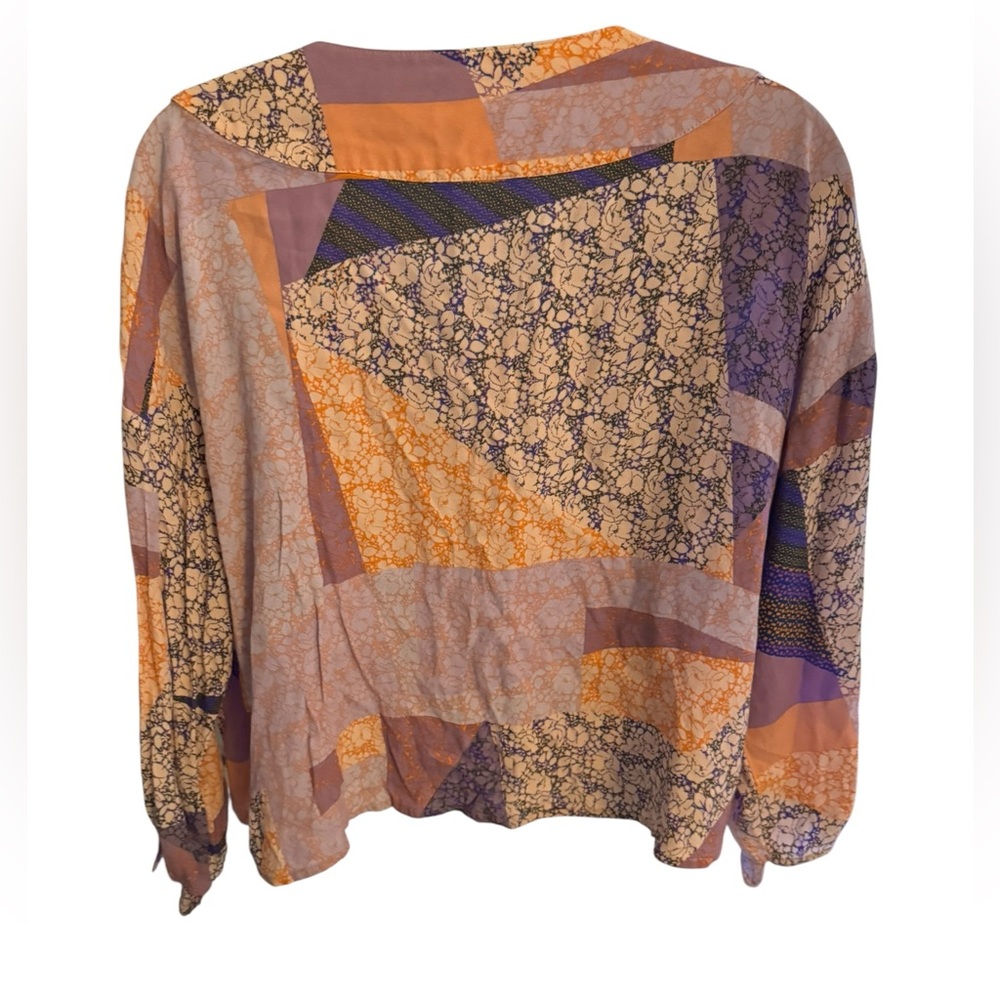 Lovstitch Patchwork V-Neck Top - Orange and Purple - Picture 4 of 9